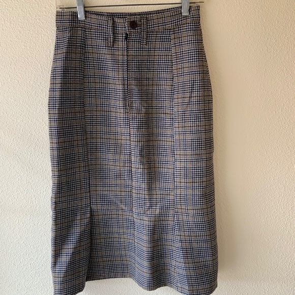 LIKE NEW! Wool Plaid Houndstooth Pencil Skirt Tartan Size Small - Picture 2 of 7